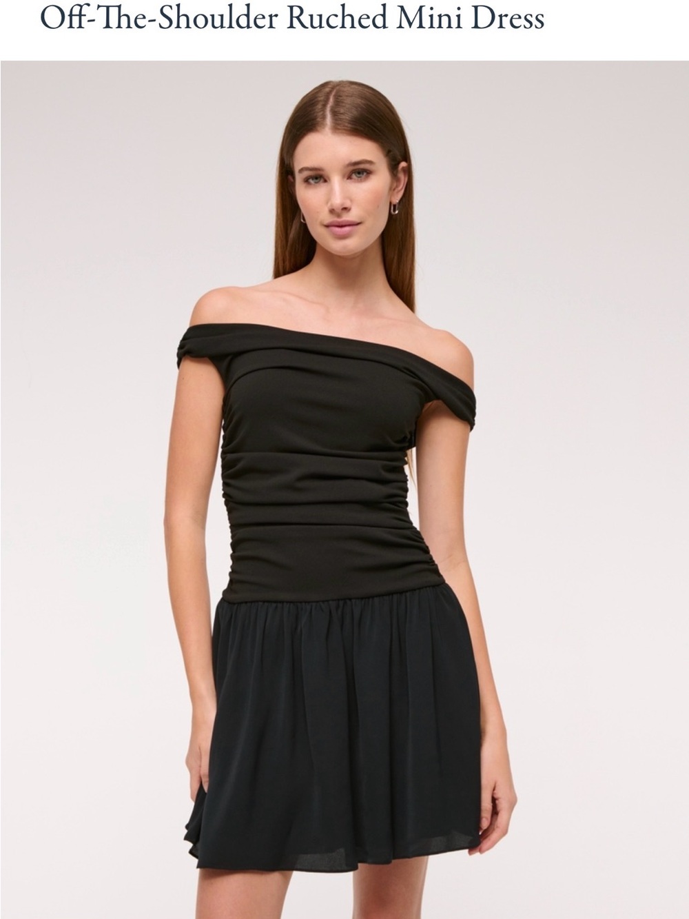 Abercrombie & Fitch Black Off-the-Shoulder Ruched Mini Dress
